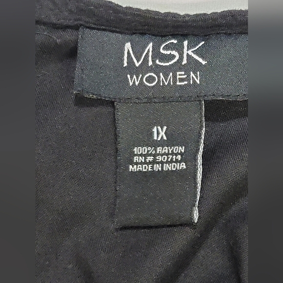 MSK WOMEN Woman's Size 1X Short Sleeve Jumpsuit Smocked Elastic Waist, Front Tie - Picture 15 of 16